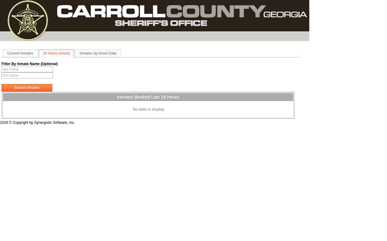 Carroll County 24 Hours Arrests view contrasted with a 72-hour jail release search