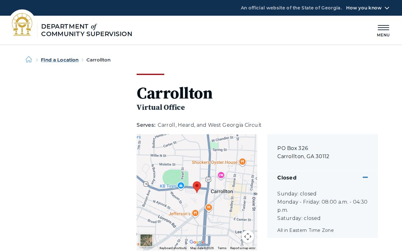 Georgia DCS Carrollton field office webpage